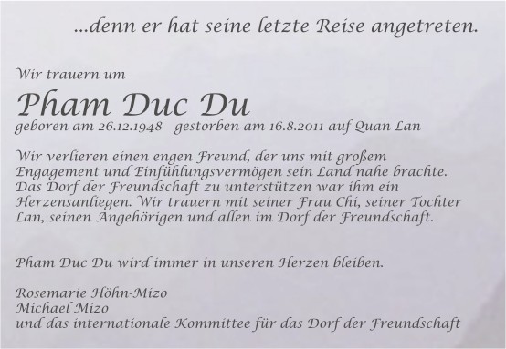 ...denn er hat seine letzte Reise angetreten